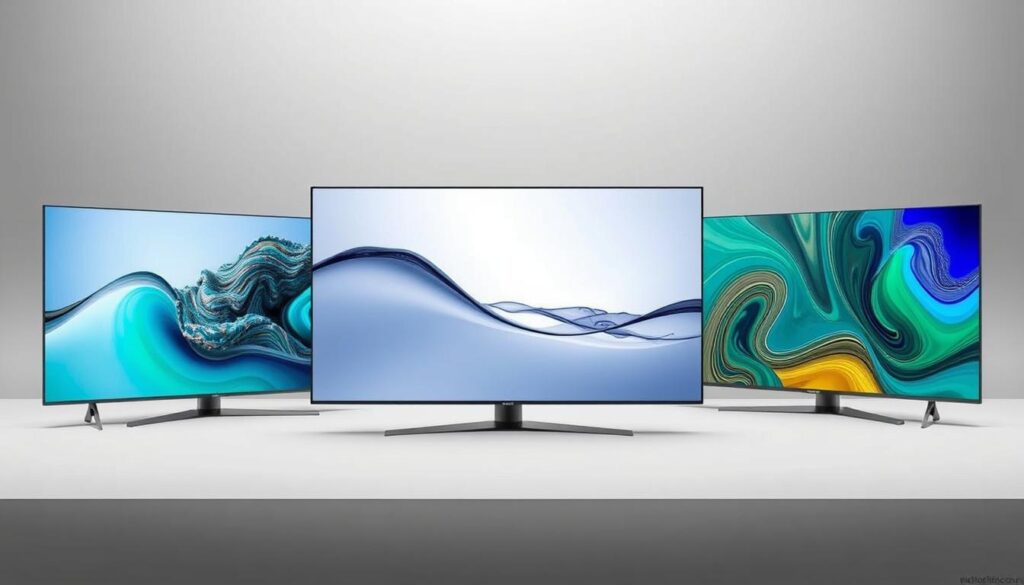 Detailed and high-quality image of the best 55-inch TVs under 3000 PLN in 2025. Showcase the sleek, modern designs with minimalist bezels and premium materials like metal and glass. Highlight the advanced display technology, HDR capabilities, and smart features. Capture the products in a clean, well-lit studio setting with a simple gray or white backdrop, allowing the TVs to be the focal point. Convey a sense of sophistication, technology, and value that aligns with the article's subject and section title. Detailed and high-quality image of the best 55-inch TVs under 3000 PLN in 2025. Showcase the sleek, modern designs with minimalist bezels and premium materials like metal and glass. Highlight the advanced display technology, HDR capabilities, and smart features. Capture the products in a clean, well-lit studio setting with a simple gray or white backdrop, allowing the TVs to be the focal point. Convey a sense of sophistication, technology, and value that aligns with the article's subject and section title.